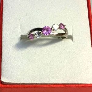 10k White Soild Gold Gemstone Ring